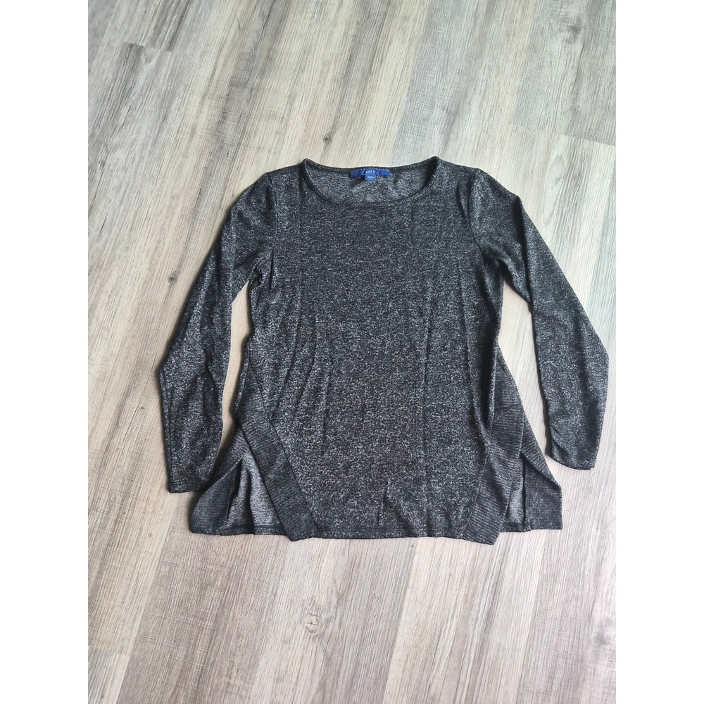 Apt. 9 Womens PXS Gray Marled Long Sleeve Sharkbite Hem Tunic Top Sweater